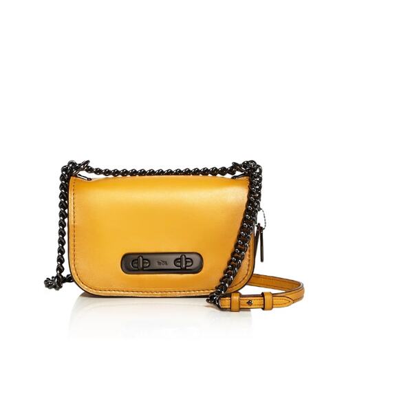 Coach Swagger Shoulder Bag‎  Yellow Gold/dark Gunmetal 12061 - Picture 1 of 8